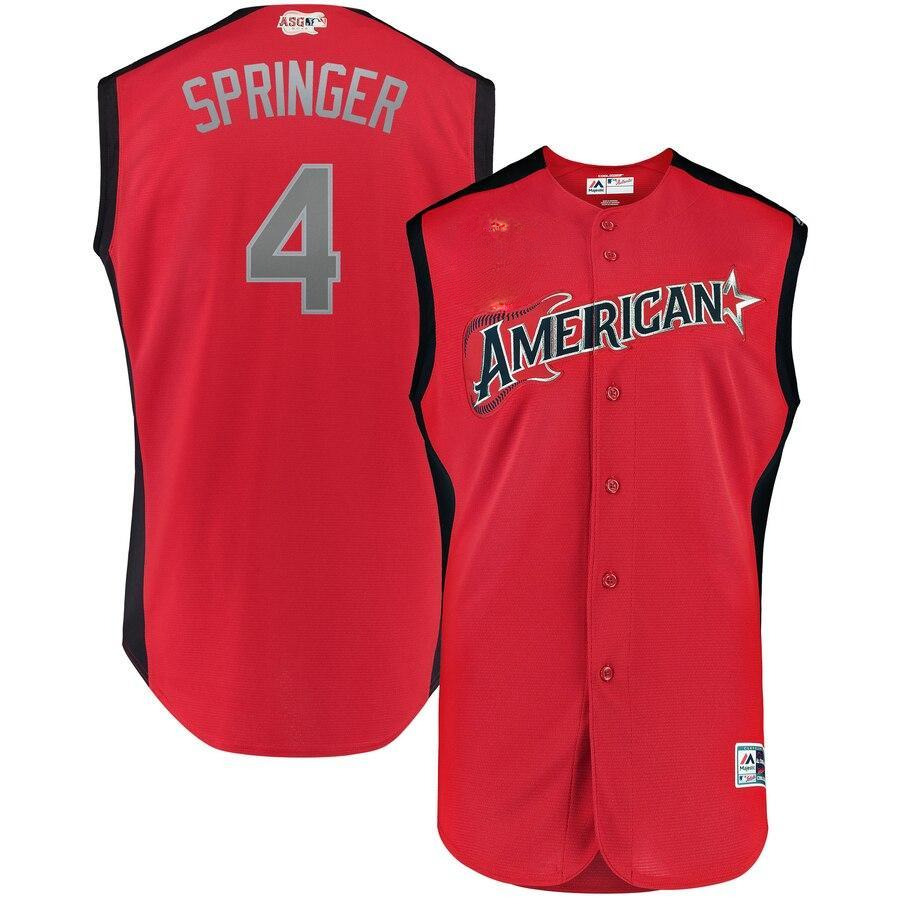 George Springer 4 American League Red  MLB All-Star Game Workout Player Jersey