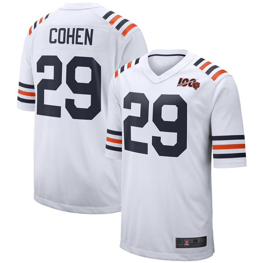 Men's Chicago Bears Tarik Cohen White  100th Season Alternate Classic Player Game Jersey