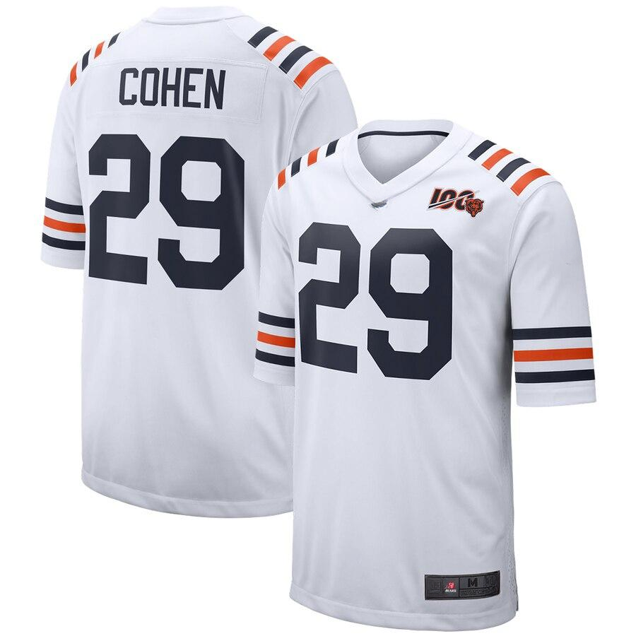Men's Chicago Bears Tarik Cohen White 2019 100th Season Alternate Classic Player Game Jersey