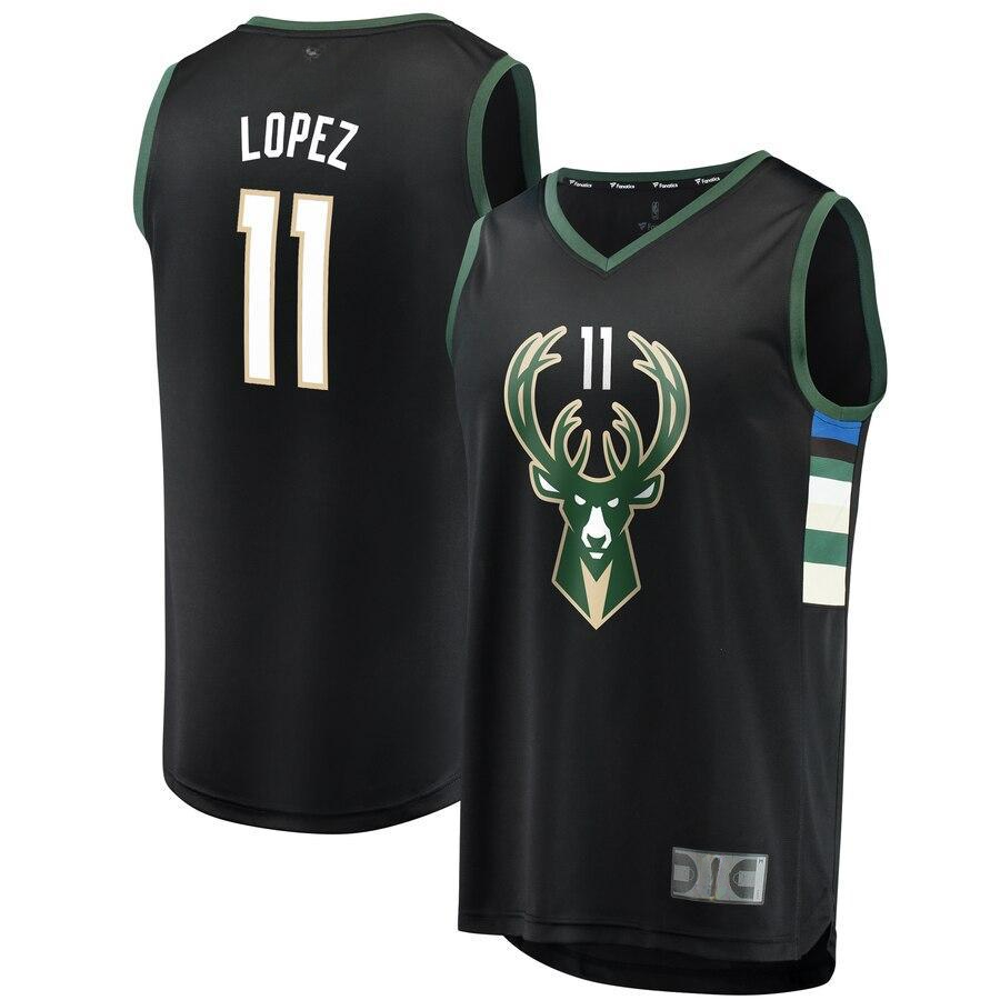 Brook Lopez Milwaukee Bucks Fast Break Athletic Shirt - Statement Edition - Black