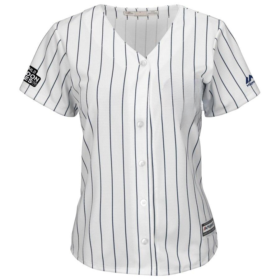 Aaron Judge 99 New York City Women's White/Navy  London Series Cool Base Player Jersey