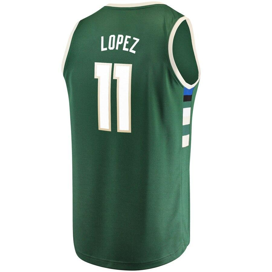 Brook Lopez Milwaukee Bucks Fast Break Athletic Sports Shirt Green - Icon Edition