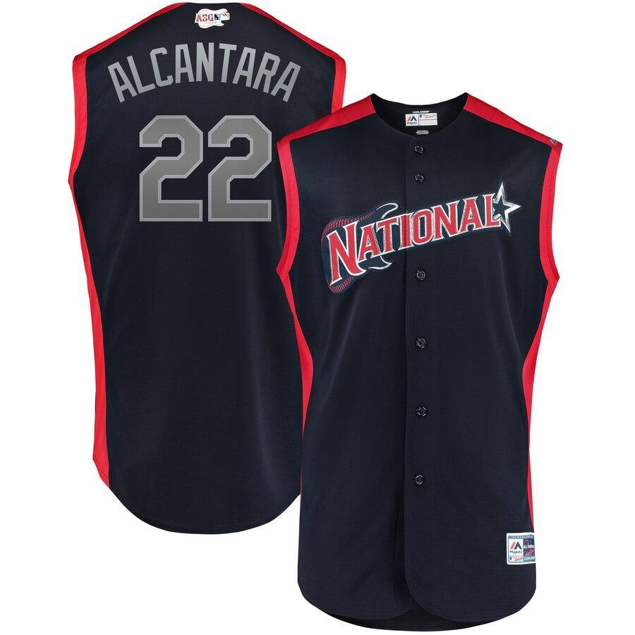 Sandy Alcantara 22 National League Navy/Red  MLB All-Star Game Workout Player Jersey
