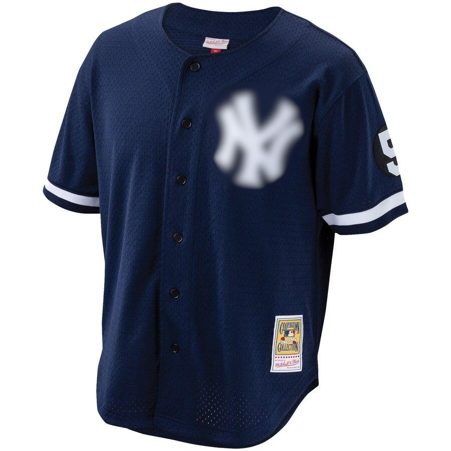 Men's New York City   Navy Cooperstown Collection Mesh Batting Practice Button-Up Jersey