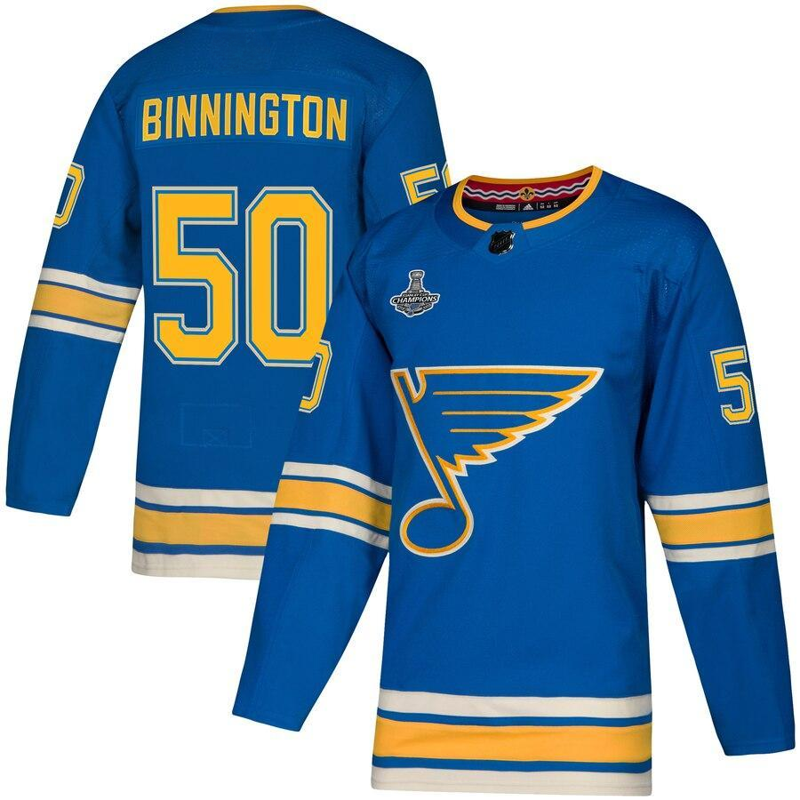 Binnington St. Louis Blues  Stanley Cup Champions Alternate Player Jersey – Blue