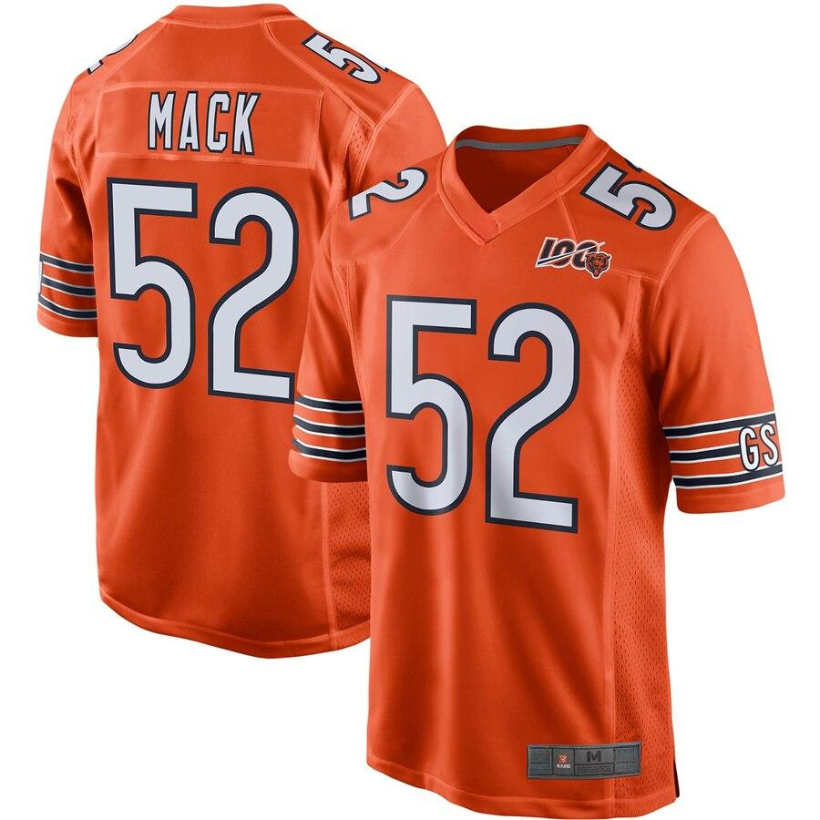 Men's Chicago Bears Khalil Mack Orange 100th Season Game Jersey