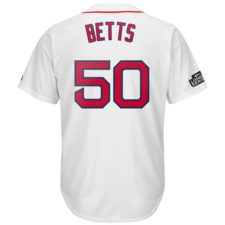 Mookie Betts 50 Boston Red Sox White  London Series Cool Base Player Jersey