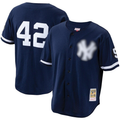 Men's New York City   Navy Cooperstown Collection Mesh Batting Practice Button-Up Jersey