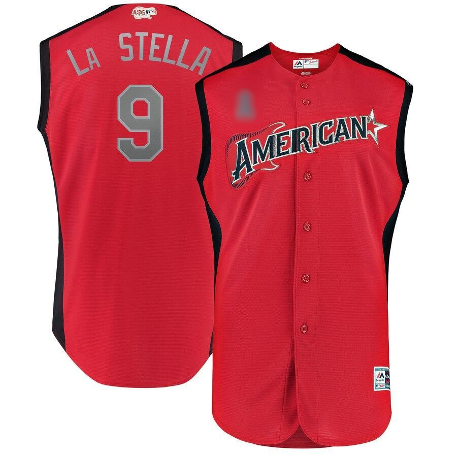 Tommy La Stella 9 American League Red   All-Star Game Workout Player Jersey
