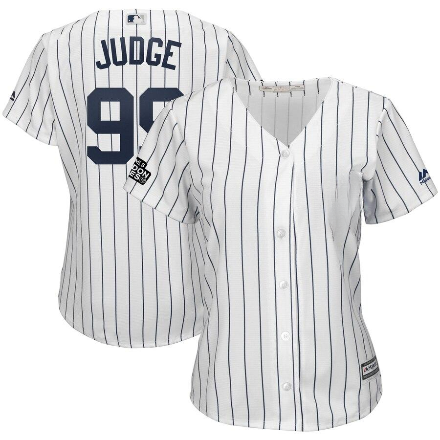 Aaron Judge 99 New York City Women's White/Navy  London Series Cool Base Player Jersey