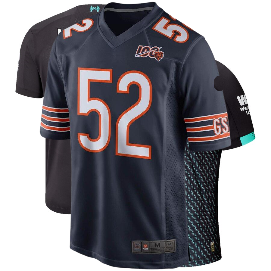 Men's Chicago Bears Khalil Mack Navy 100th Season Game Jersey
