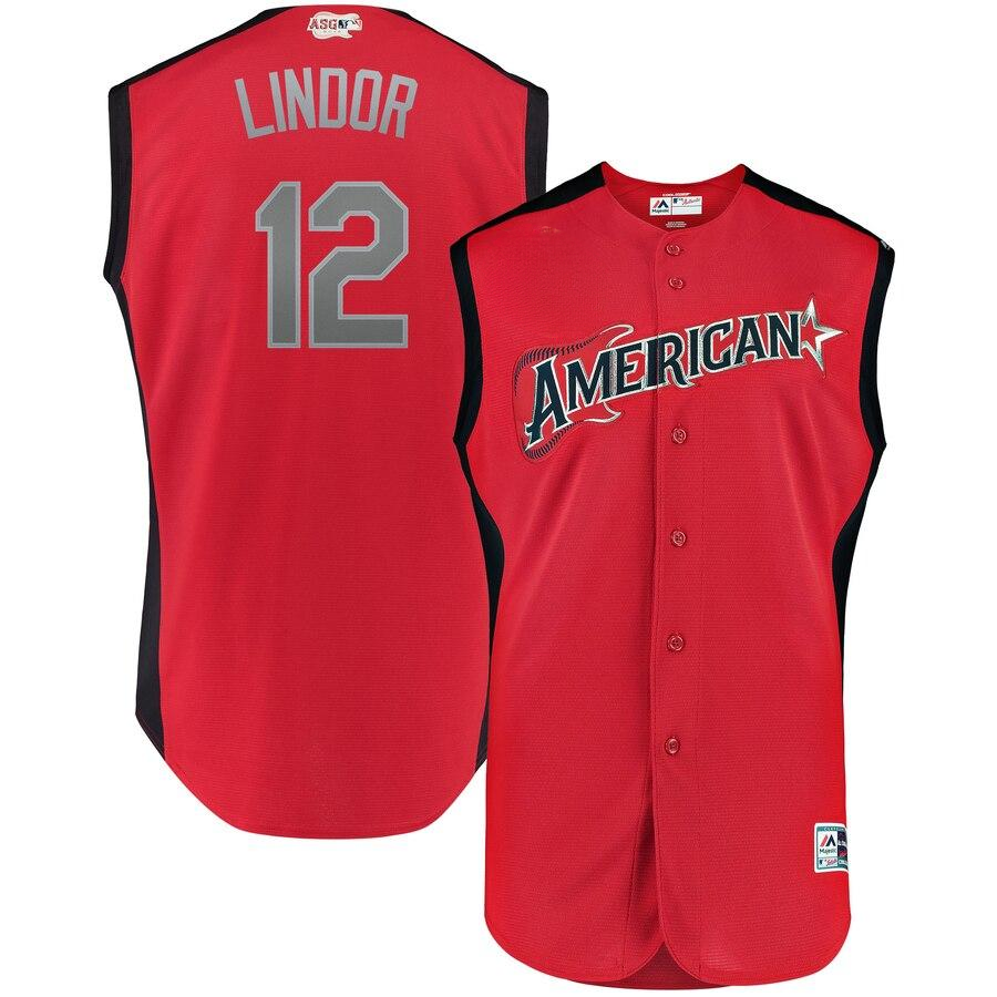 Francisco Lindor 12 American League Red  MLB All-Star Game Workout Player Jersey