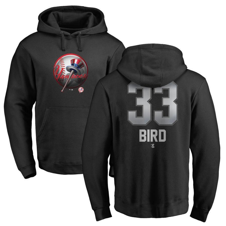 #33 BIRD Men's New York City  Black Personalized Midnight Mascot Pullover Hoodie