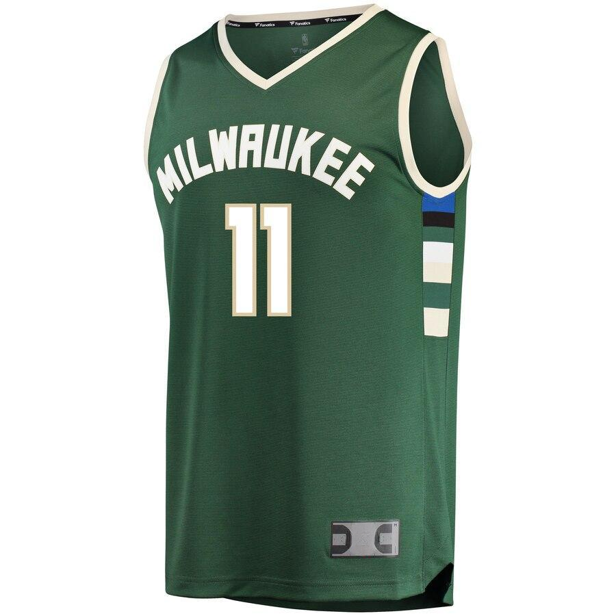 Brook Lopez Milwaukee Bucks Fast Break Athletic Sports Shirt Green - Icon Edition