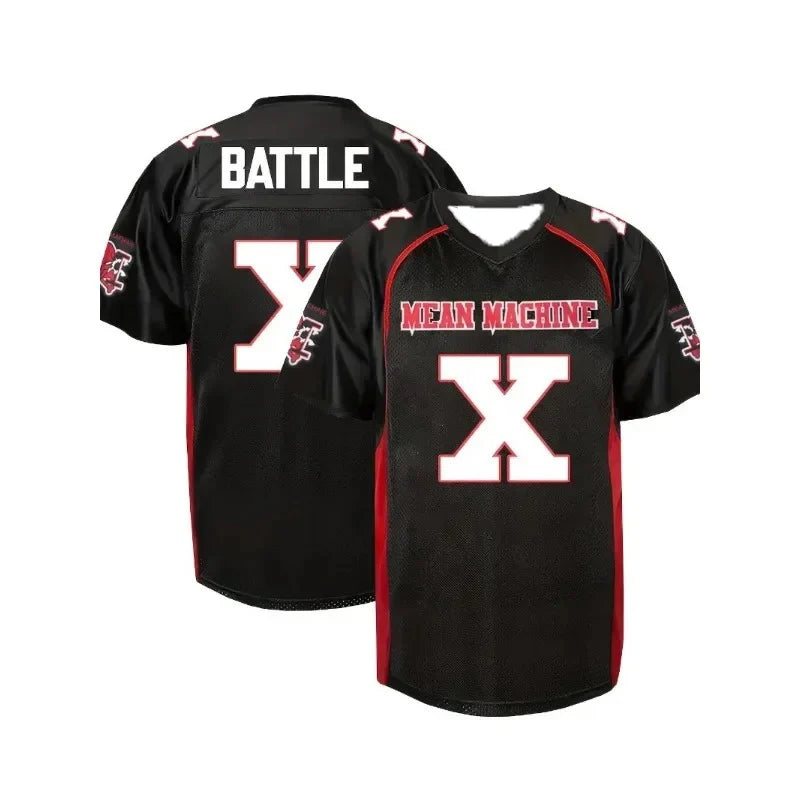 Mean Machine American Football Jersey Quick Dry Mesh Shirt Men Number X  Fan Sport Top