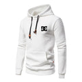 Men's Spring Autumn Style Letter Print Casual Hoodie Large Pocket Plaid White