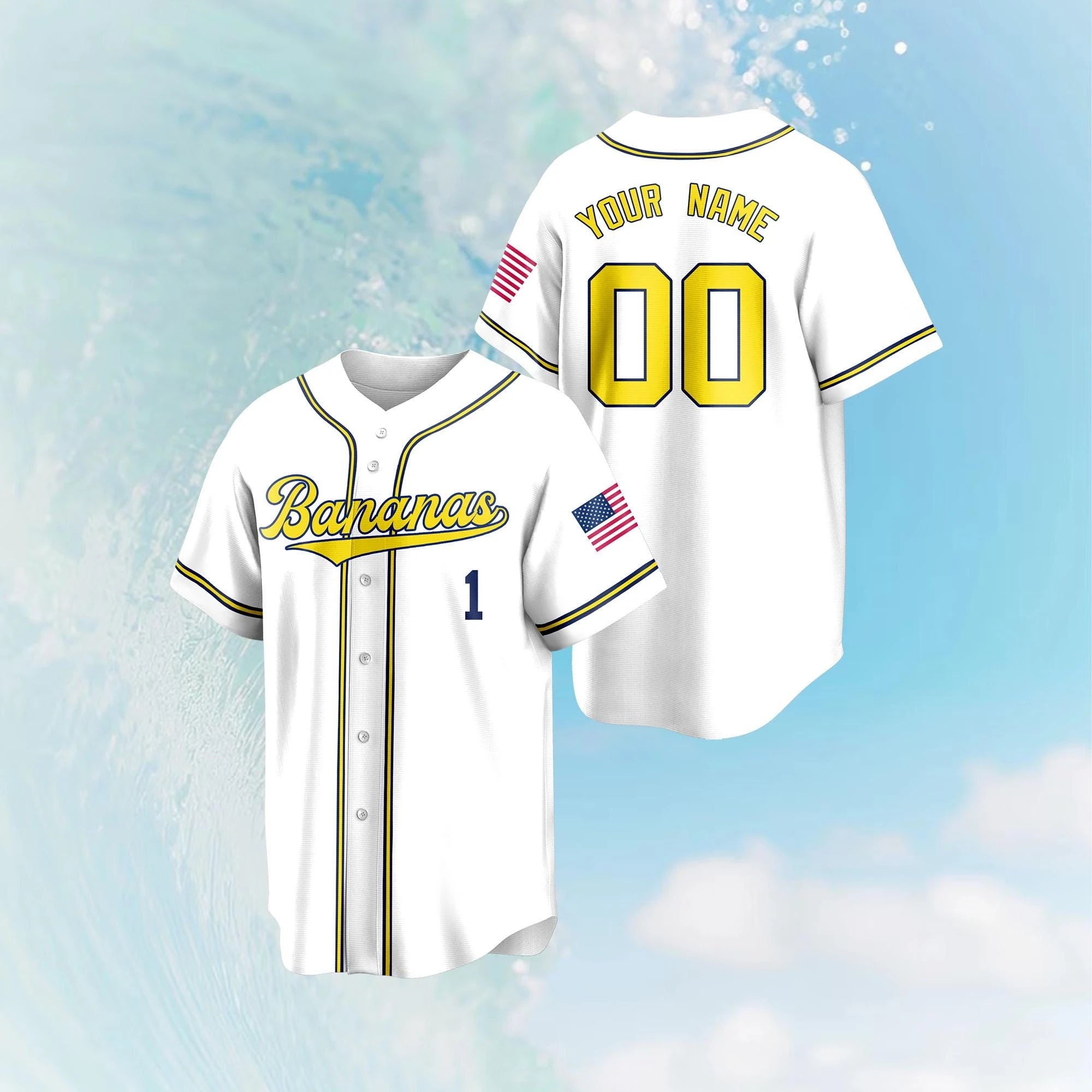 Personalized Bananas Team Baseball Jersey, Let's Go Bananas Jersey, Custom Team Name Number Savannah Shirt White