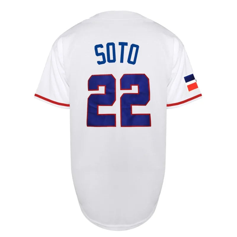 Men's 22 Dominicana Baseball Jerseys 90s Hip Hop Button Down Baseball Shirts