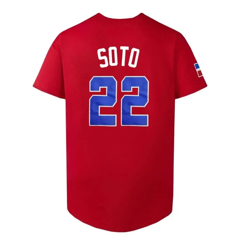 Men's 22 Dominicana Baseball Jerseys 90s Hip Hop Button Down Baseball Shirts