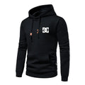 Men's Spring Autumn Style Letter Print Casual Hoodie Large Pocket Plaid Black