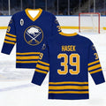 Men's New Ice Hockey Game and Training Jersey, Breathable and Quick-Drying 3D Printed Long Sleeve T-Shirt Blue 39
