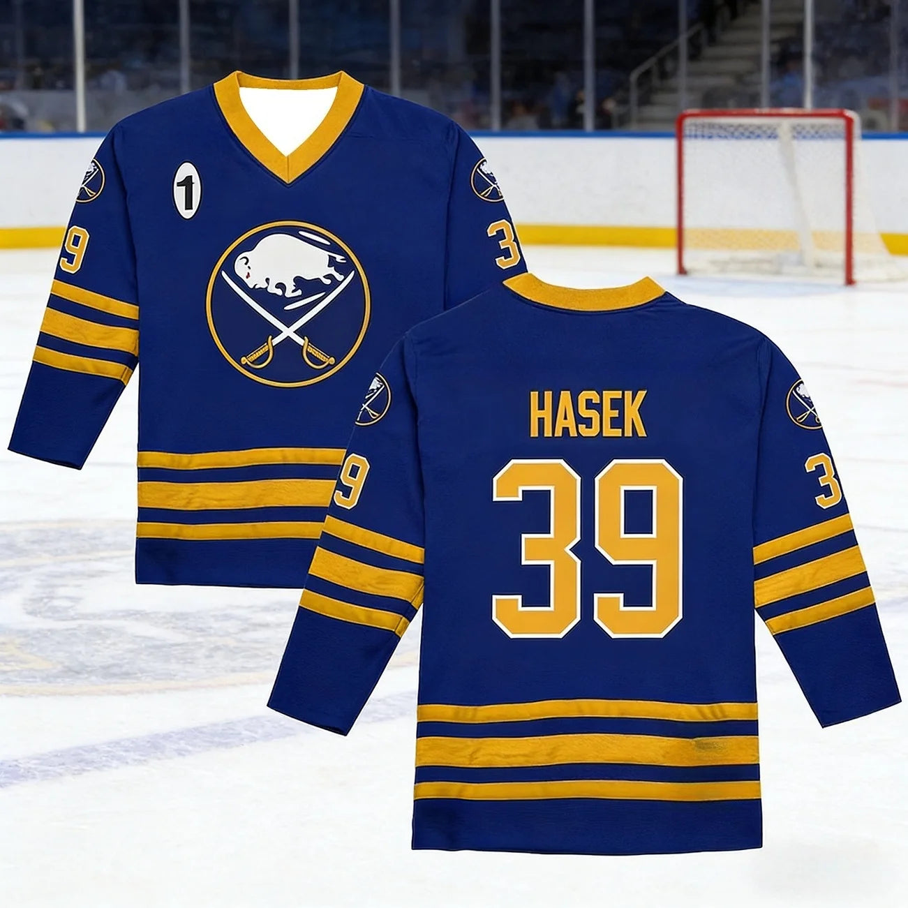 Men's New Ice Hockey Game and Training Jersey, Breathable and Quick-Drying 3D Printed Long Sleeve T-Shirt Blue 39