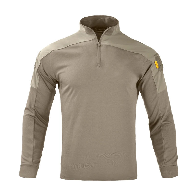 Tactical Shirts for Men Quick Drying Shirt Summer Outdoor Sports Camping T Shirt Military Hiking Breathable Hiking Long Sleeve Khaki