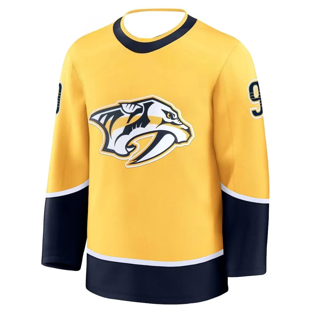 Nashville Predators Ice Hockey Jersey Yellow Forsberg 9 3D HD Print Breathable Fan Athletic Shirt Yellow