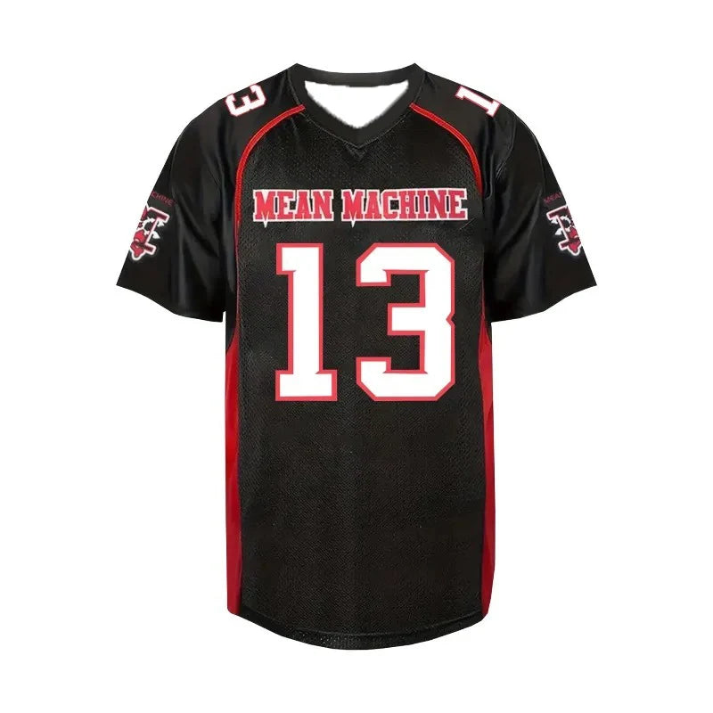 Mean Machine American Football Jersey Quick Dry Mesh Shirt Men Number 13  Fan Sport Top
