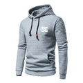 Men's Spring Autumn Style Letter Print Casual Hoodie Large Pocket Plaid Gray