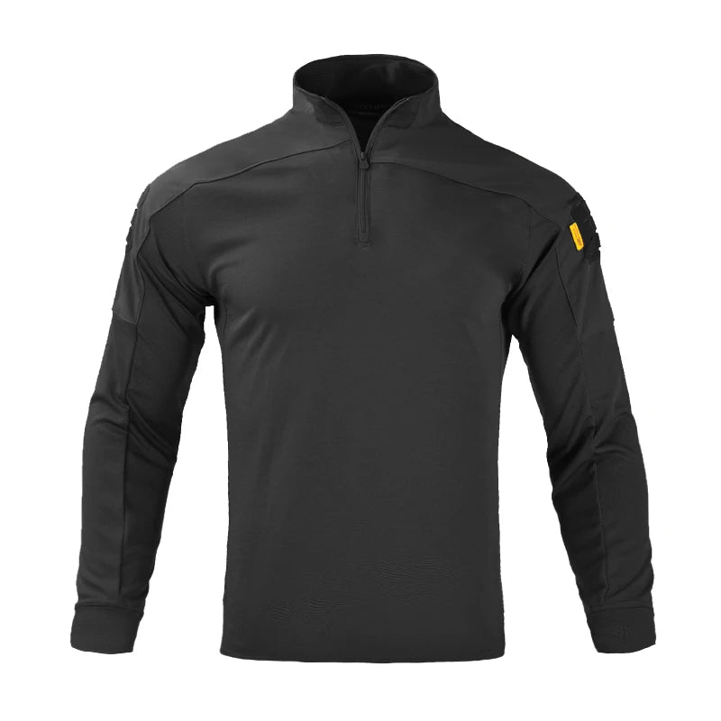 Tactical Shirts for Men Quick Drying Shirt Summer Outdoor Sports Camping T Shirt Military Hiking Breathable Hiking Long Sleeve Black