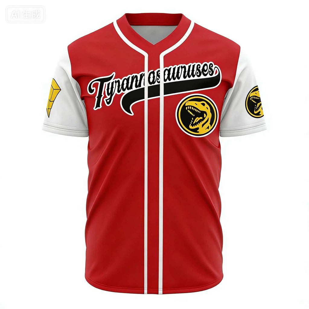 Summer New Dinosaur Team Baseball Style Seven Color Team Theme Family Matching Children's Quick Drying Loose Fitness T-shirt Red