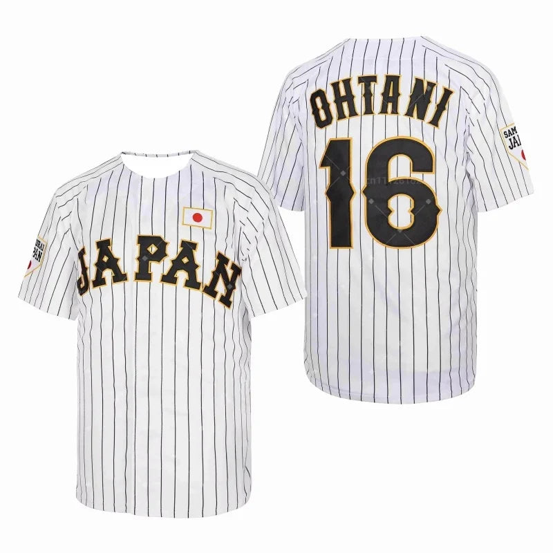 Baseball Jersey Japan 16 OHTANI Sewing 3D print High-quality Outdoor Sportswear WHITE Stripe SAMURAI