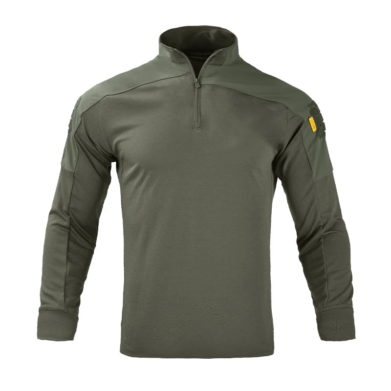 Tactical Shirts for Men Quick Drying Shirt Summer Outdoor Sports Camping T Shirt Military Hiking Breathable Hiking Long Sleeve Green