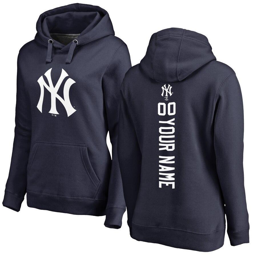 Women's New York City Navy Personalized Backer Pullover Hoodie