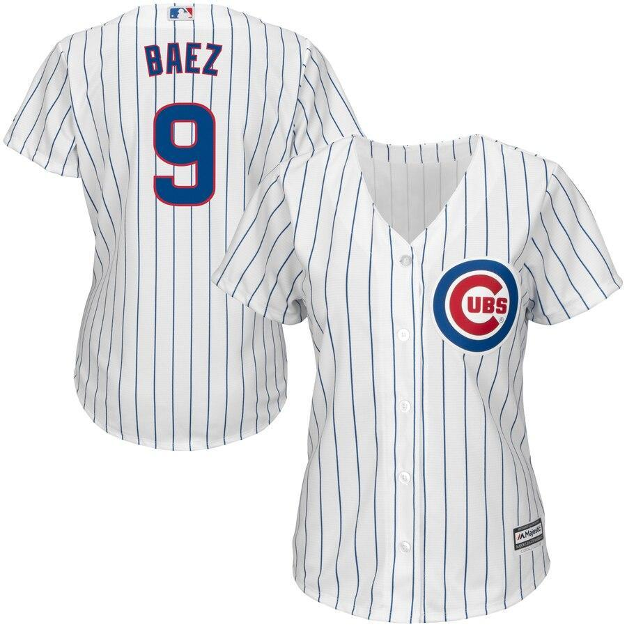 Women's Chicago Cubs Javier Baez  White Cool Base Player Jersey