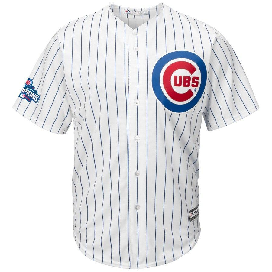 Men's Chicago Cubs Javier Baez  White Home 2016 World Series Champions Team Logo Patch Player Jersey