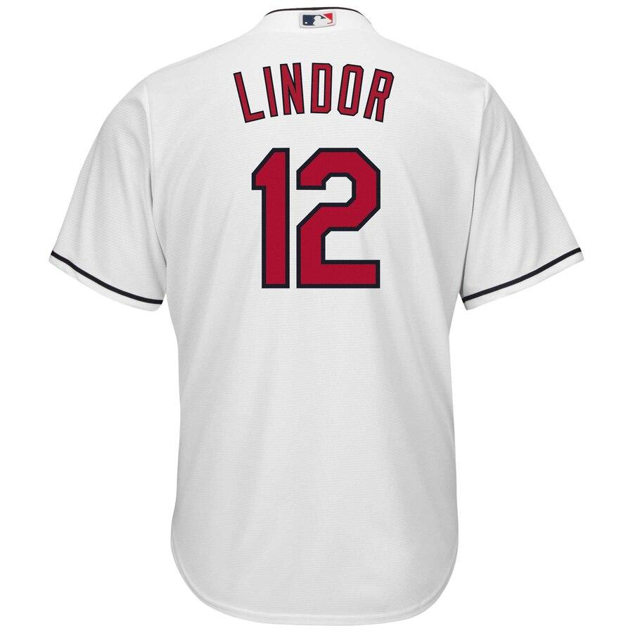 Lindor 12 Cleveland Indians Youth White Home Athletic Sports Shirt
