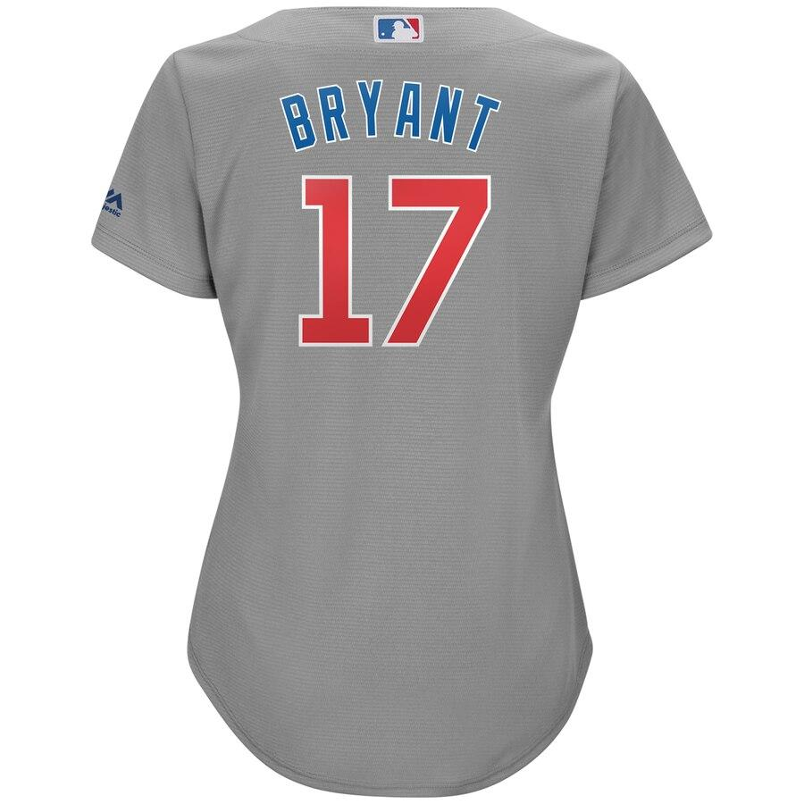 Kris Bryant 17 Chicago Cubs Women's Gray Cool Base Athletic Sports Shirt