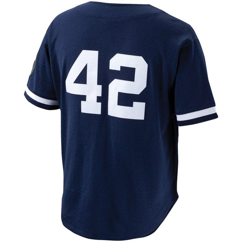 Men's New York City   Navy Cooperstown Collection Mesh Batting Practice Button-Up Jersey