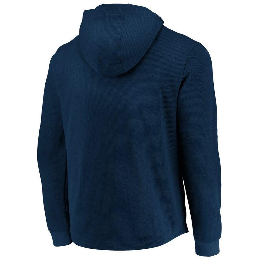 Men's New York City Gleyber Torres Majestic Navy Collection Batting Practice Waffle Quarter-Zip Hoodie