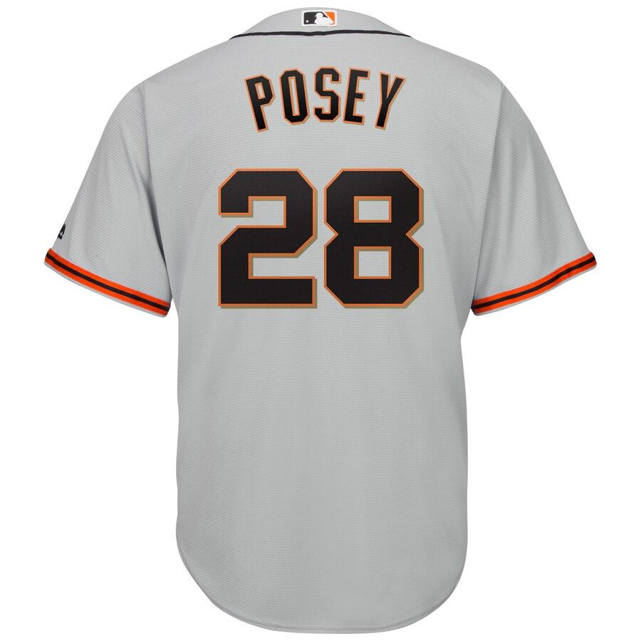 Buster Posey 28 San Francisco Giants Gray Road Hispanic Heritage Cool Base Player Jersey