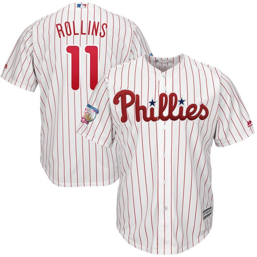 Jimmy Rollins 11 Philadelphia Phillies White/Red Home Retirement Cool Base Player Jersey