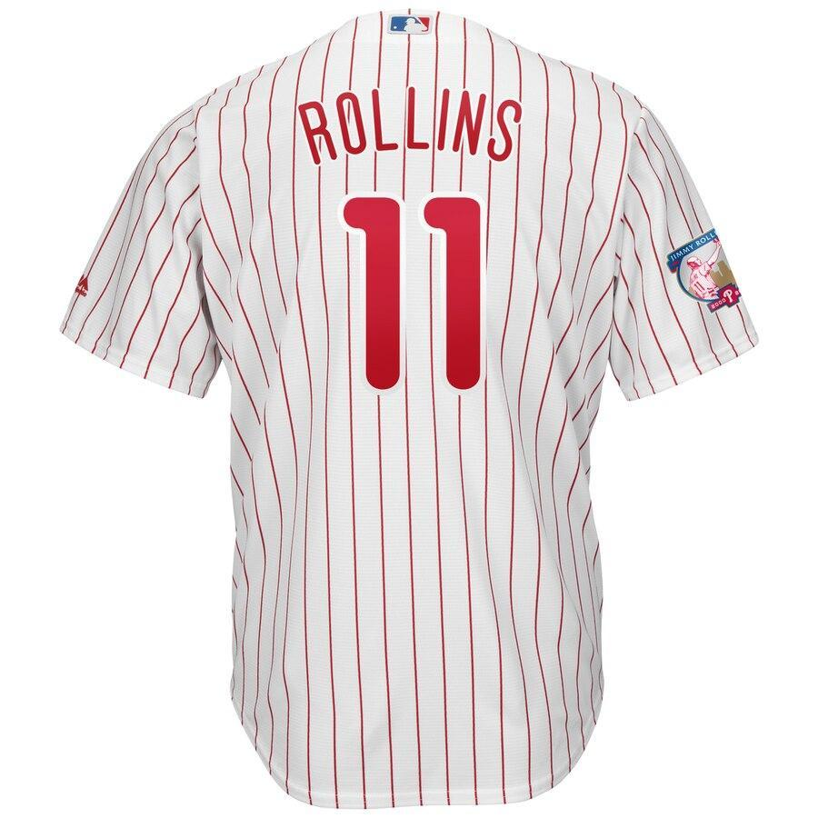 Jimmy Rollins 11 Philadelphia Phillies White/Red Home Retirement Cool Base Player Jersey