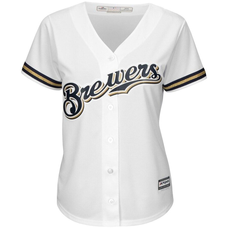 Christian Yelich 22 Milwaukee Brewers Women's White Plus Size Home Cool Base Player Jersey