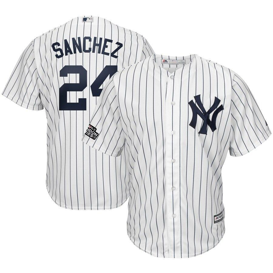 Gary Sanchez 24 New York City White/Navy 2019 London Series Cool Base Player Jersey