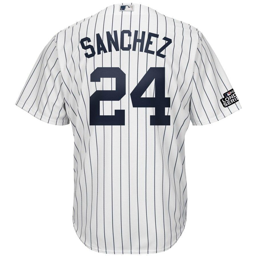 Gary Sanchez 24 New York City White/Navy 2019 London Series Cool Base Player Jersey
