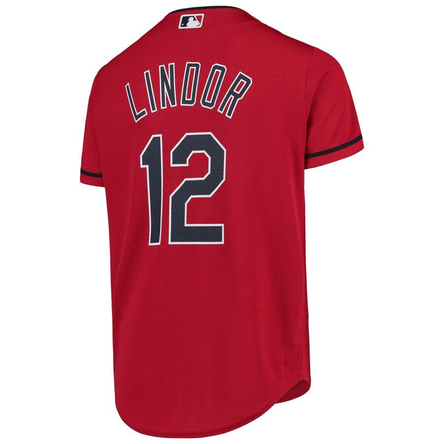 Lindor 12 Cleveland Indians Youth White Home Athletic Sports Shirt