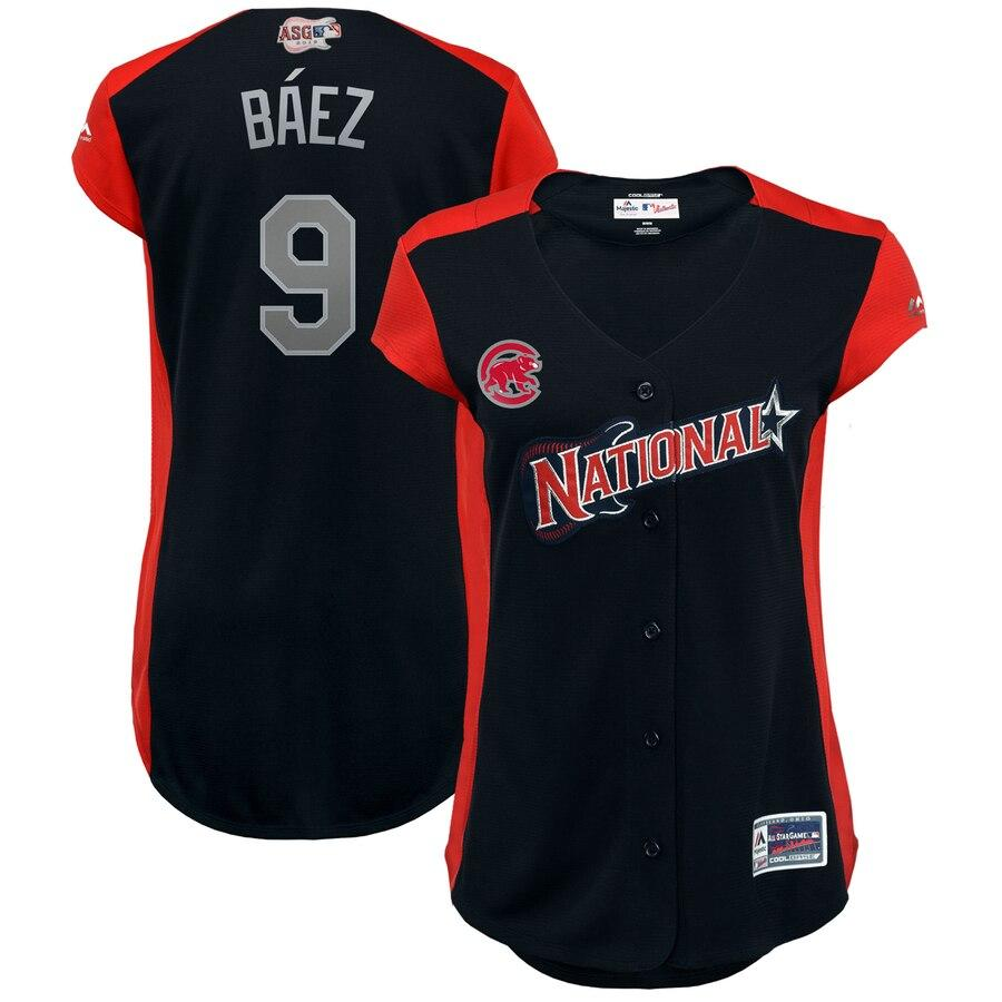 Javier Báez 9 National League Women's Navy 2019 MLB All-Star Game Workout Player Jersey
