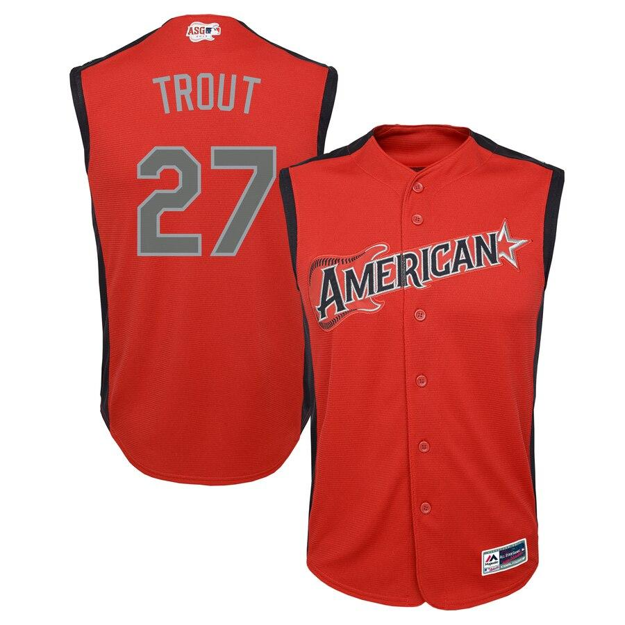 Mike Trout 27 American League Youth Red  MLB All-Star Game Player Jersey
